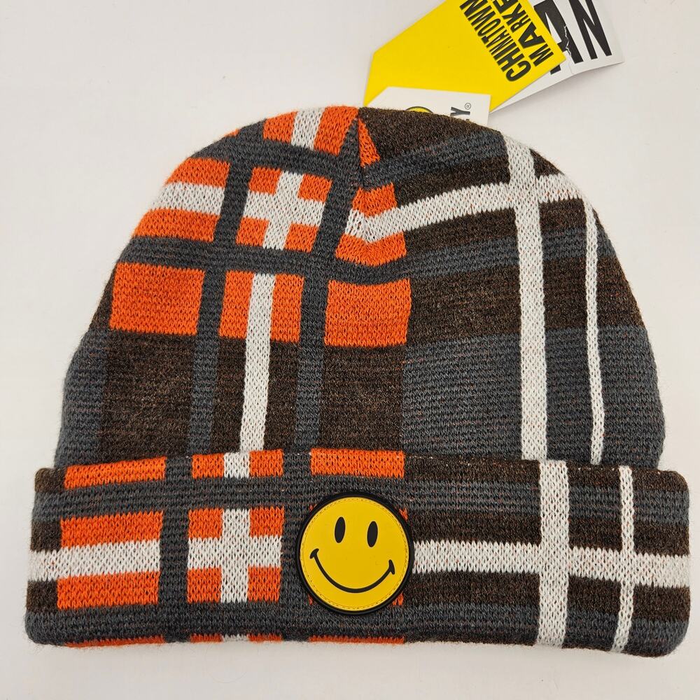 CHINATOWN MARKET X SMILEY PLAID BEANIE ONE SIZE NWT VINTAGE STYLE
